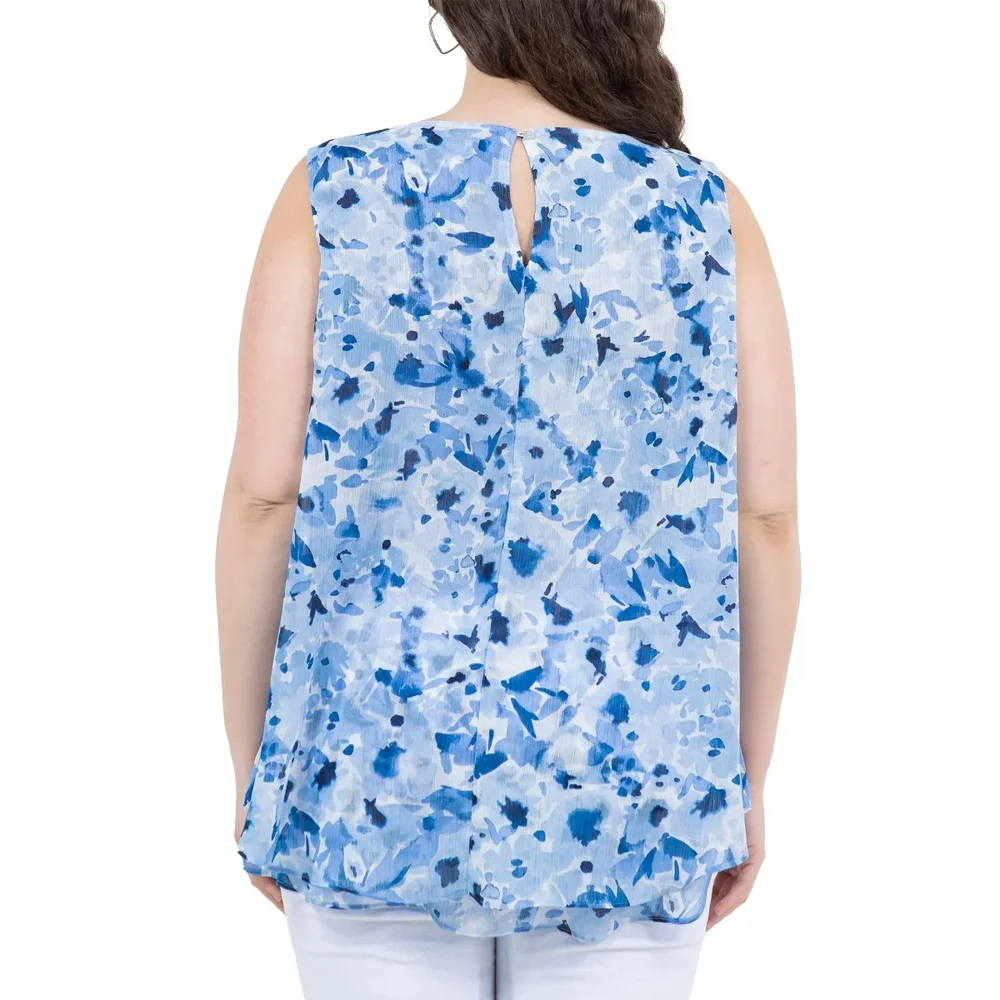 Blue Floral Sleeveless Top - Picture 6 of 10